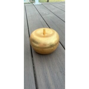 Vintage Otagiri Japan Gold‎ Leaf Apple Trinket Box Black Lacquer Interior Decor